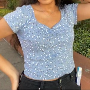 light blue floral baby tee